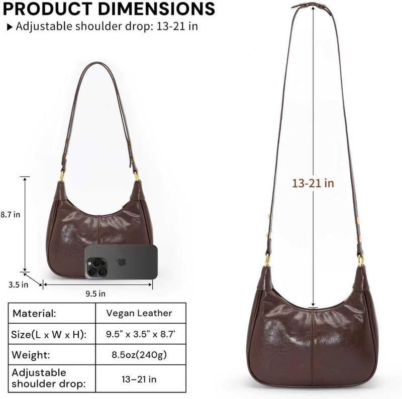 celestina Shoulder Bags for Women Small Hobo Bags Crescent Shaped Cute Retro Tote Handbag Mini Clutch Purse with Zipper Closure - Image 5